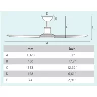   EGLO LAGOS 52 mennyezeti ventilátor acél matt fekete / műanyag barna, 1320mm lapátátmérővel - távirányítóval