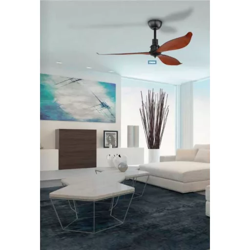 EGLO LAGOS 52 mennyezeti ventilátor acél matt fekete / műanyag barna, 1320mm lapátátmérővel - távirányítóval
