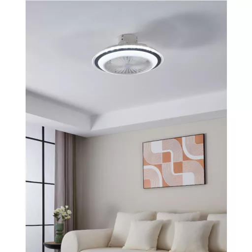 EGLO Albufeira lámpa ventilátorral műanyag (ABS) fehér, szürke / akril tejfehér, 500mm lapátátmérőval - távirányítóval