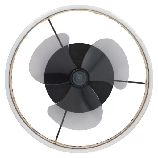 EGLO Frana lámpa ventilátorral műanyag (ABS) matt fekete / rattan natúr, 500mm lapátátmérővel - távirányítóval