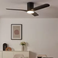   EGLO Kawana mennyezeti ventilátoros lámpa műanyag (ABS) matt fekete / akril tejfehér, 1320mm lapátátmérővel - távirányítóval