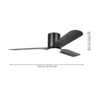   EGLO Kawana mennyezeti ventilátoros lámpa műanyag (ABS) matt fekete / akril tejfehér, 1320mm lapátátmérővel - távirányítóval