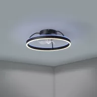   EGLO Marinella lámpa ventilátorral acél fekete / akril tejfehér, 500mm lapátátmérővel - távirányítóval