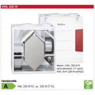 Helios KWL 200 W R központi hővisszanyerős készülék
