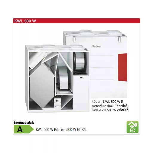 Helios KWL 500 W L központi hővisszanyerős készülék
