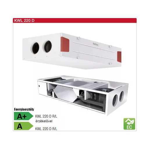 Helios KWL 220 D L központi hővisszanyerős készülék