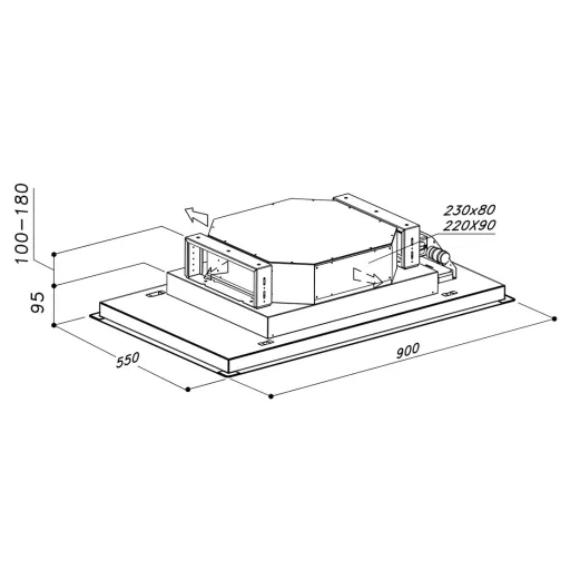 SIRIUS - Páraelszívó SLT-971 EM 90 cm H 160 TW Fehér üveg motor nélkül + ajándék CATA mikro MW-5120 DG - 2. kép