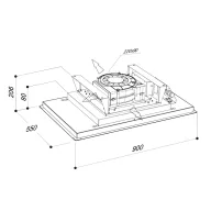 SIRIUS - Páraelszívó SLT-971 EM 90 cm H 160 TW Inox motor nélkül + ajándék CATA mikro MW-5120 DG - 2. kép