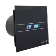   CATA E-GLAS E-100GTHBK fürdőszoba ventilátor fekete üveg előlappal, időzítővel, páraérzékelővel, 100mm csonkkal