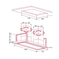 NODOR - Páraelszívó NorBreeze ISLA DEIMOS 1400 TWIN RF Hob to Hood - 2. kép