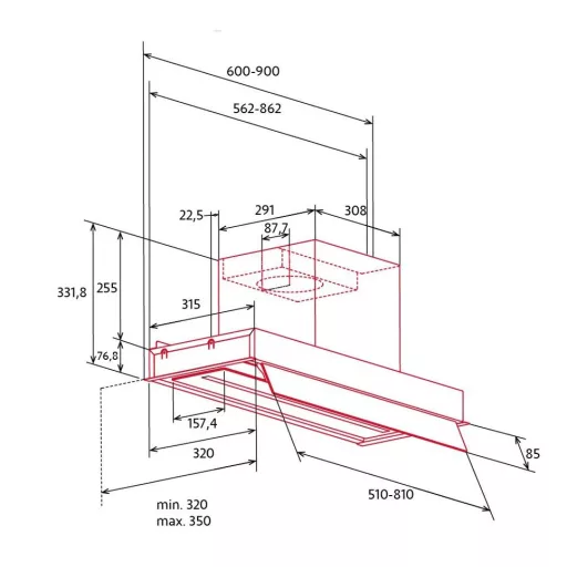 NODOR - Páraelszívó NorBreeze GREGAL 90 WH NMOTION Hob to Hood - 2. kép