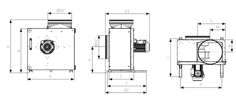 Konyhai elszívó ventilátor EC-motorral KCF-N EC méretek