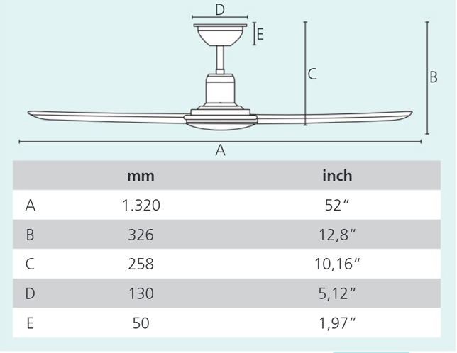 SESIMBRA-matt-feher-mennyezeti-ventilatoros-lampa-meretek
