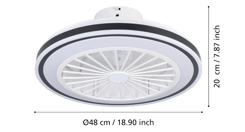 Almeria lámpa ventilátorral méretek