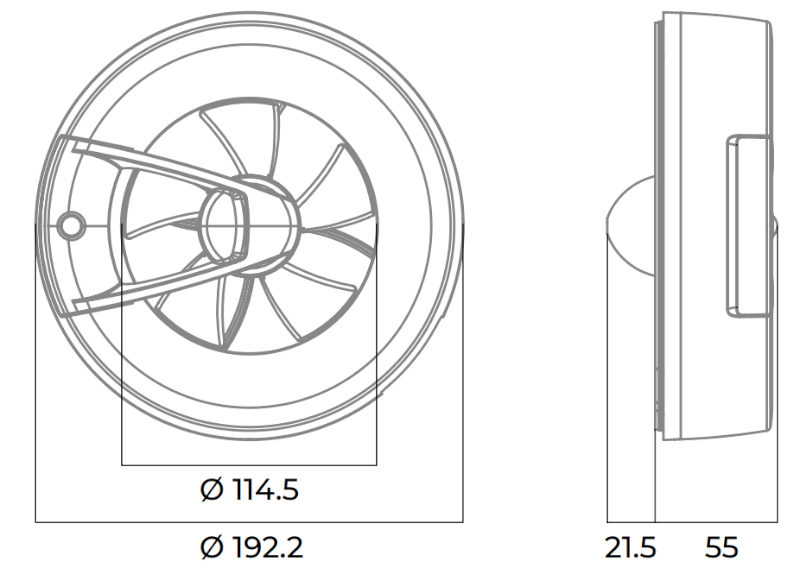 Blauberg O2 Supreme intelligens fürdőszobai ventilátor méretek