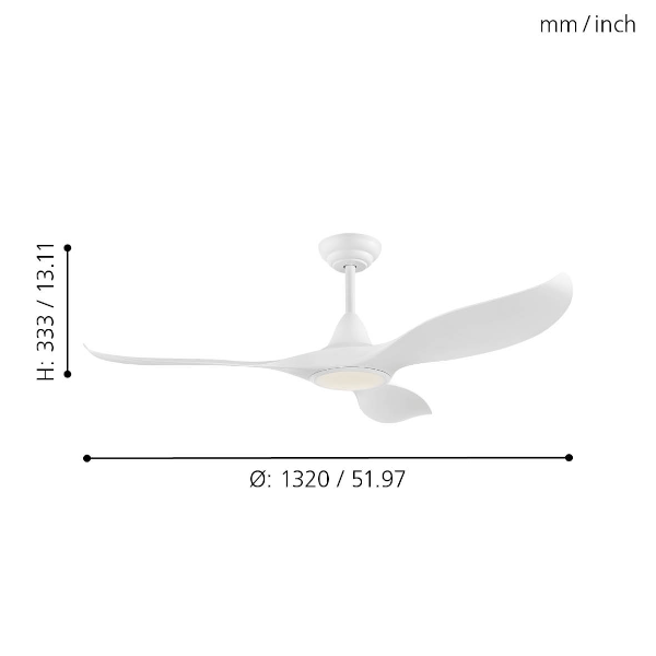 Cirali 52 mennyezeti ventilátoros lámpa méretek