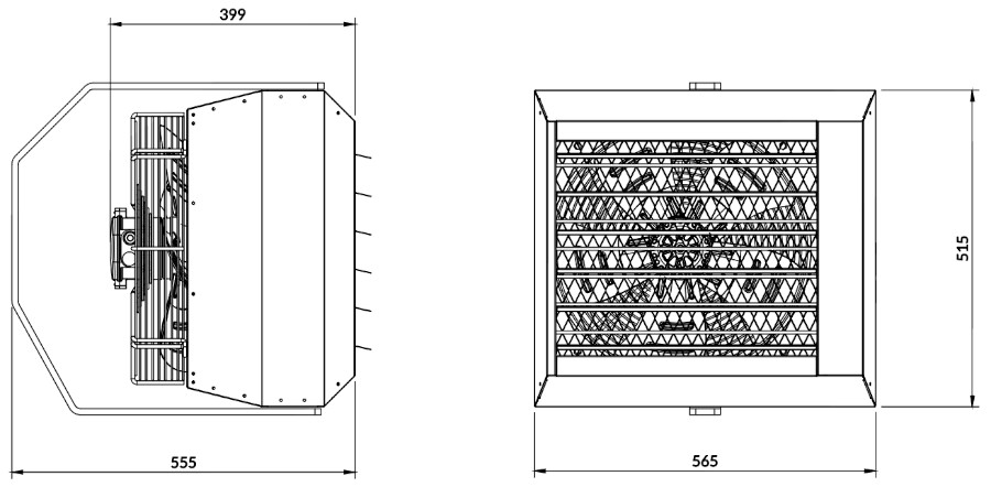 EHU-3S fűtőventilátor méretek