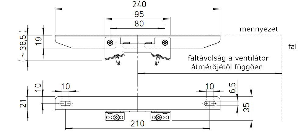 Helios MK 4 szerelőkonzol RRK csőventilátorhoz méretek