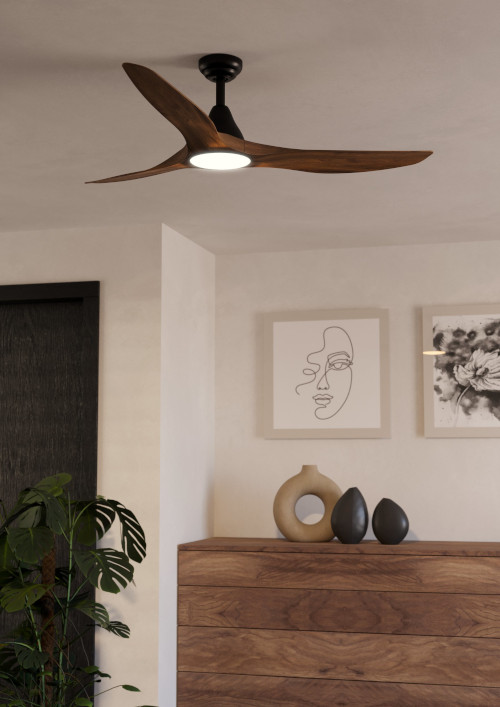 Portsea mennyezeti ventilátor matt barna lámpával beépítve