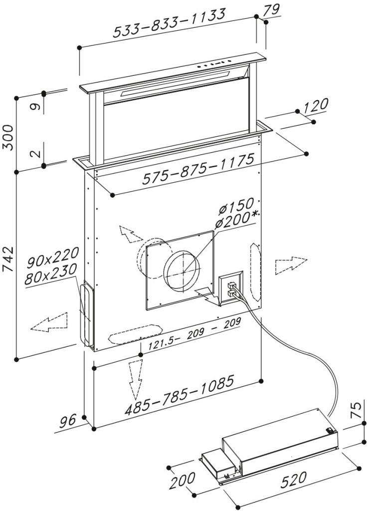 SIRIUS - Páraelszívó S-DD2/L EM 116 inox motor nélkül
