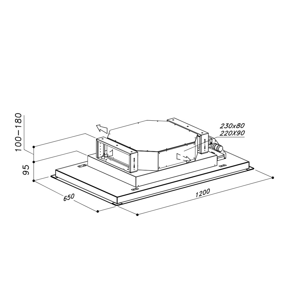 SIRIUS - Páraelszívó SLT-971 EM 120 cm H 160 TW Fehér üveg motor nélkül + ajándék CATA mikro MW-5120 DG