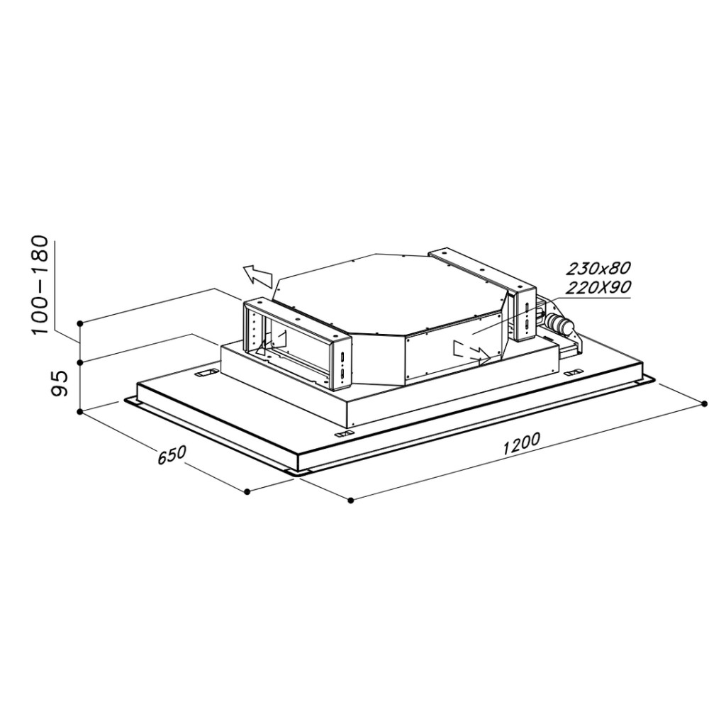 SIRIUS - Páraelszívó SLT-971 EM 120 cm H 160 TW Inox motor nélkül + ajándék CATA mikro MW-5120 DG
