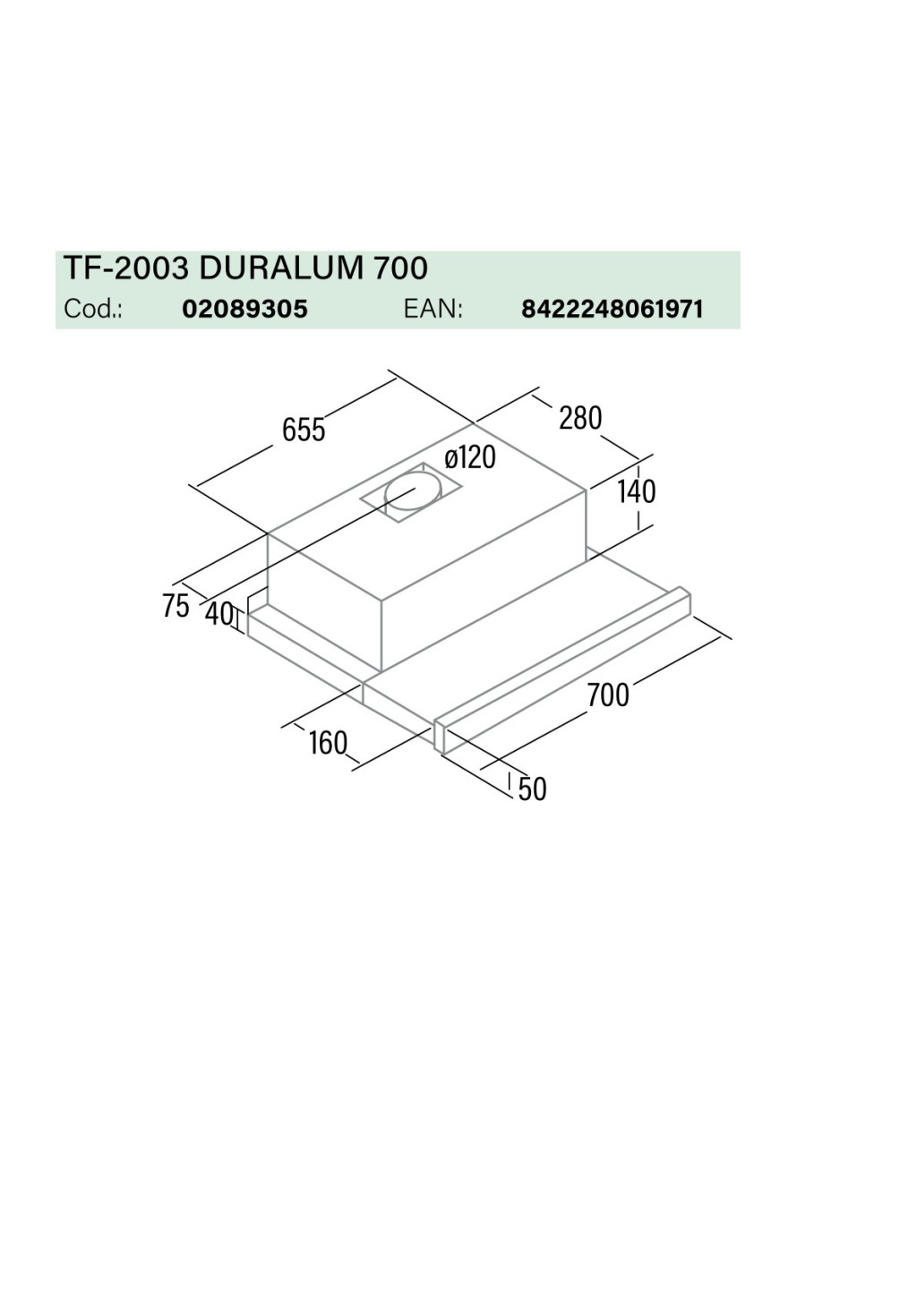 CATA - Páraelszívó TF-2003/70 LED duralum