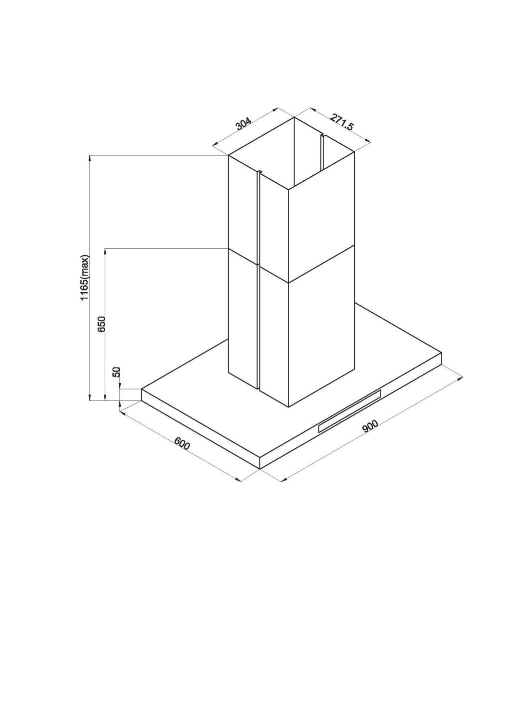 DAVOLINE - Páraelszívó SQUARE sziget 90 cm fekete