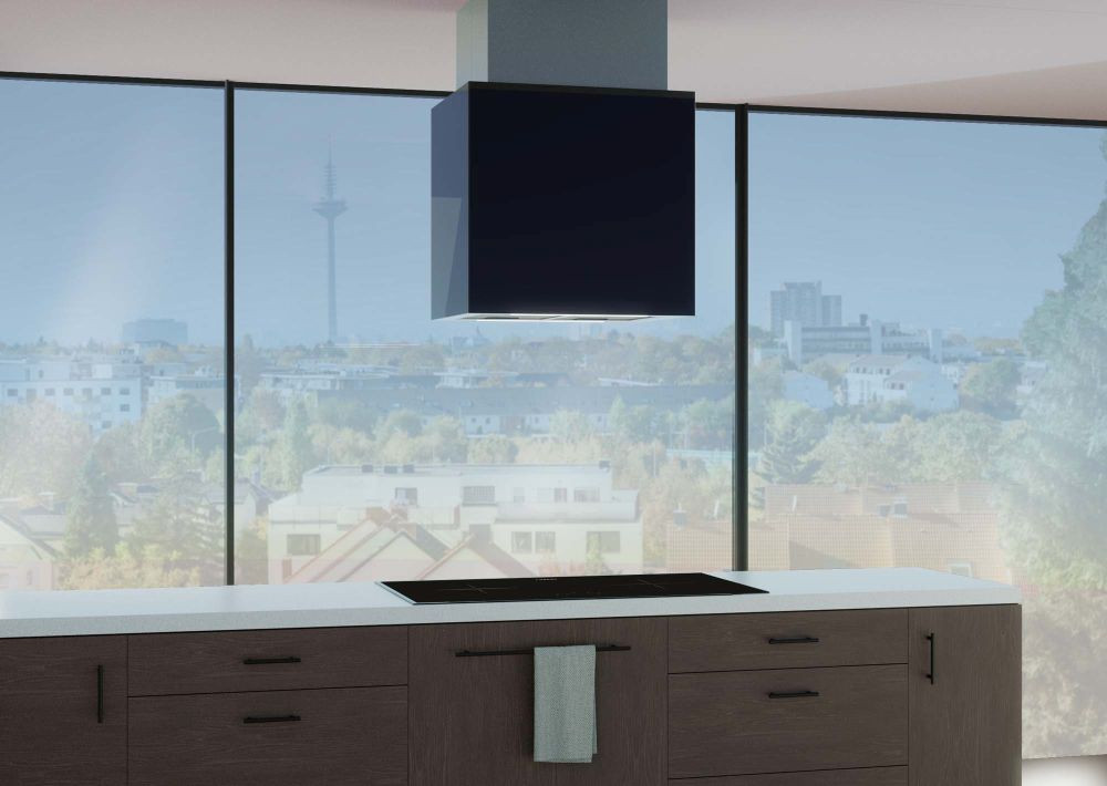 NODOR - Páraelszívó NorBreeze ISLA CUBE GLASS ECO 60 BK/A fekete Hob to Hood