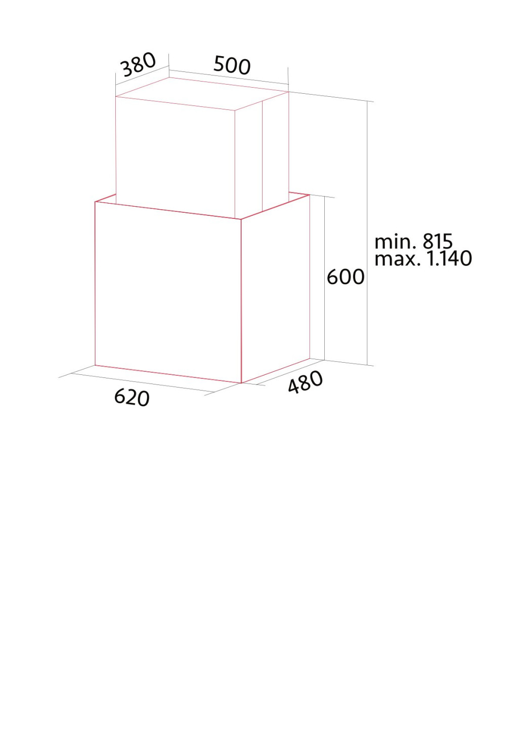 NODOR - Páraelszívó NorBreeze ISLA CUBE GLASS ECO 60 WH/A fehér Hob to Hood