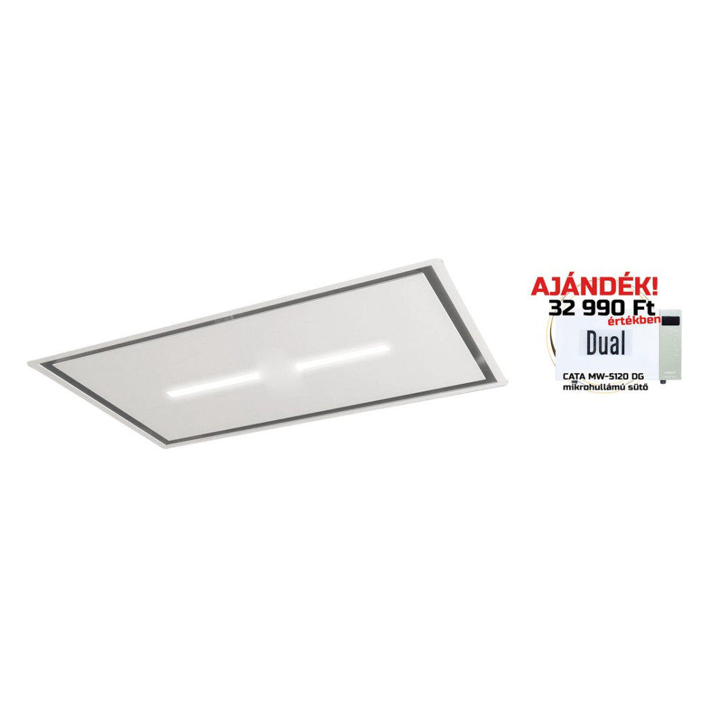 SIRIUS - Páraelszívó SLT-971 EM 120 cm H 160 TW Fehér üveg motor nélkül + ajándék CATA mikro MW-5120 DG