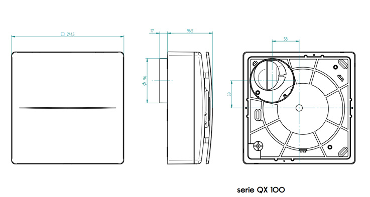 AERAULIQA QX 100 Silent Centrifugális elszívó ventilátor méretei