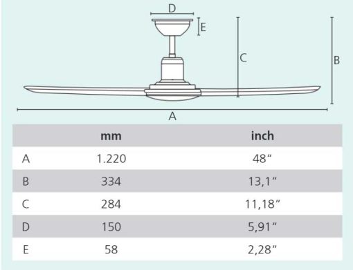 BONDI-1-matt-fekete-mennyezeti-ventilatoros-lampa-meretek