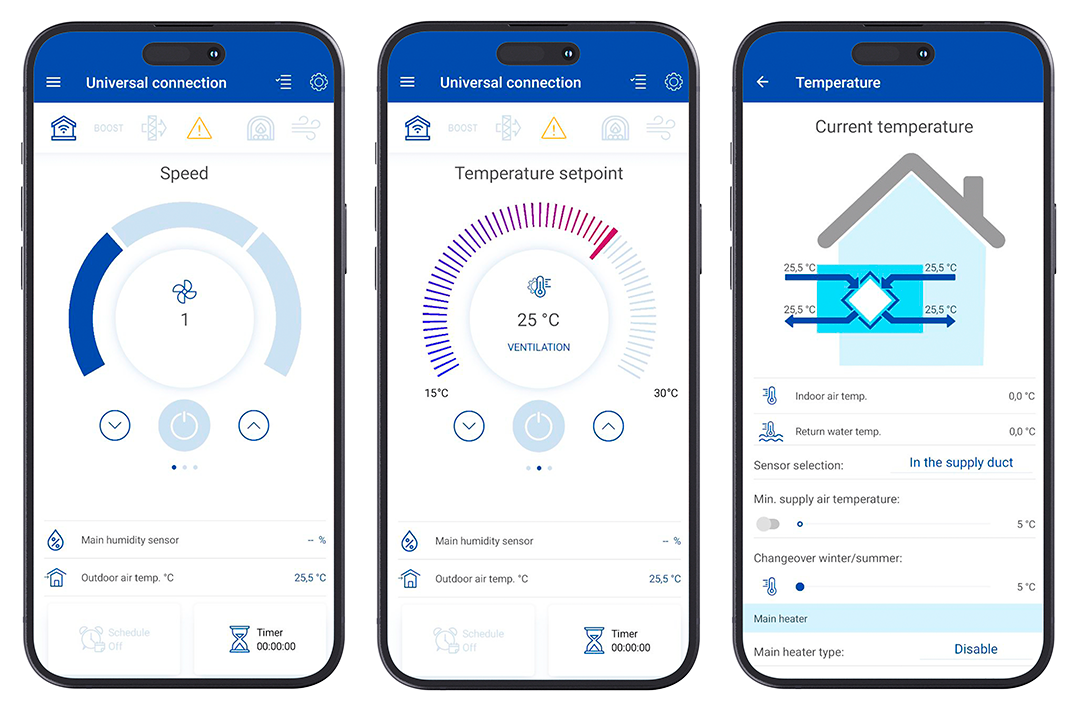 Blauberg Reneo hővisszanyerős készülék applikációja