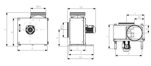 Konyhai elszívó ventilátor EC-motorral KCF-N EC méretek