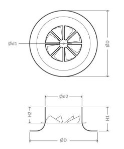 RWR-2 Fixlamellás Örvénybefúvó méretek