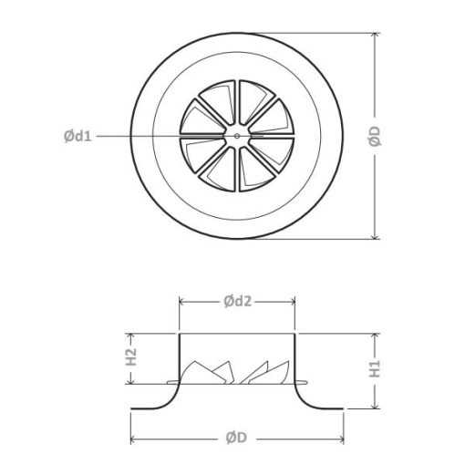 RWR-2 Fixlamellás Örvénybefúvó méretek