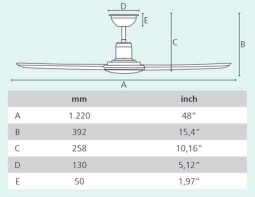 VARADERO-matt-feher-mennyezeti-ventilatoros-lampa-meretek