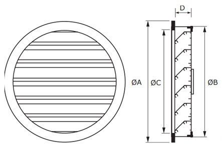 BLR-GD kör keresztmetszetű alumínium esővédő rács méretei