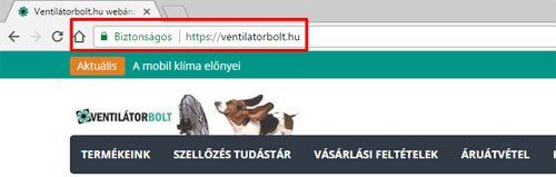 HTTPS protokol Google Chrome böngészőben