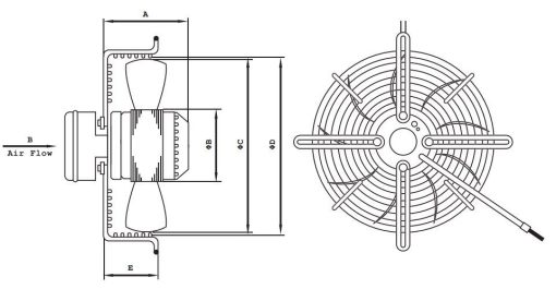 FR Axiál fali ventilátor védőráccsal