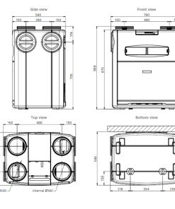 Renson FLUX WALL hővisszanyerős szellőztető gép méretek