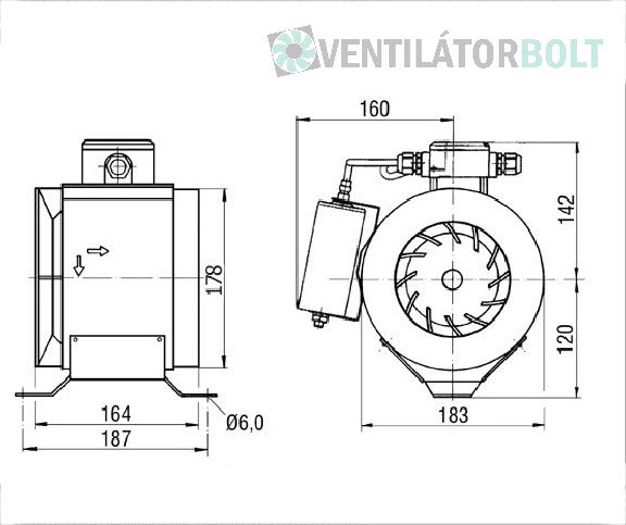 MAICO robbanásbiztos csőventilátor ERM-EX 18 méretek