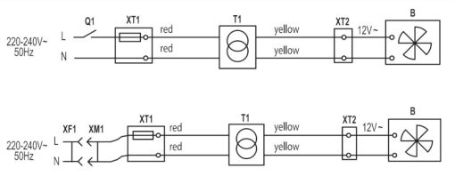 VENTS transzformátor 12V-os zsalus ventilátorhoz áramkör kapcsolási rajz