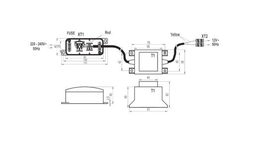 VENTS transzformátor 12V-os zsalus ventilátorhoz felépítése