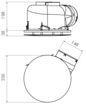 VENTS HBF 250 TH mennyezeti centrifugális ventilátor kör méretek