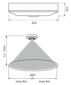Vivalux ROGER SR36 mozgásérzékelő méretek